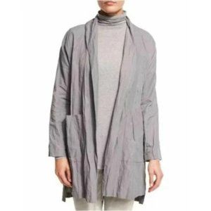 Eileen Fisher Womens Textured Organic Cotton Steel Coat Kimono Jacket S